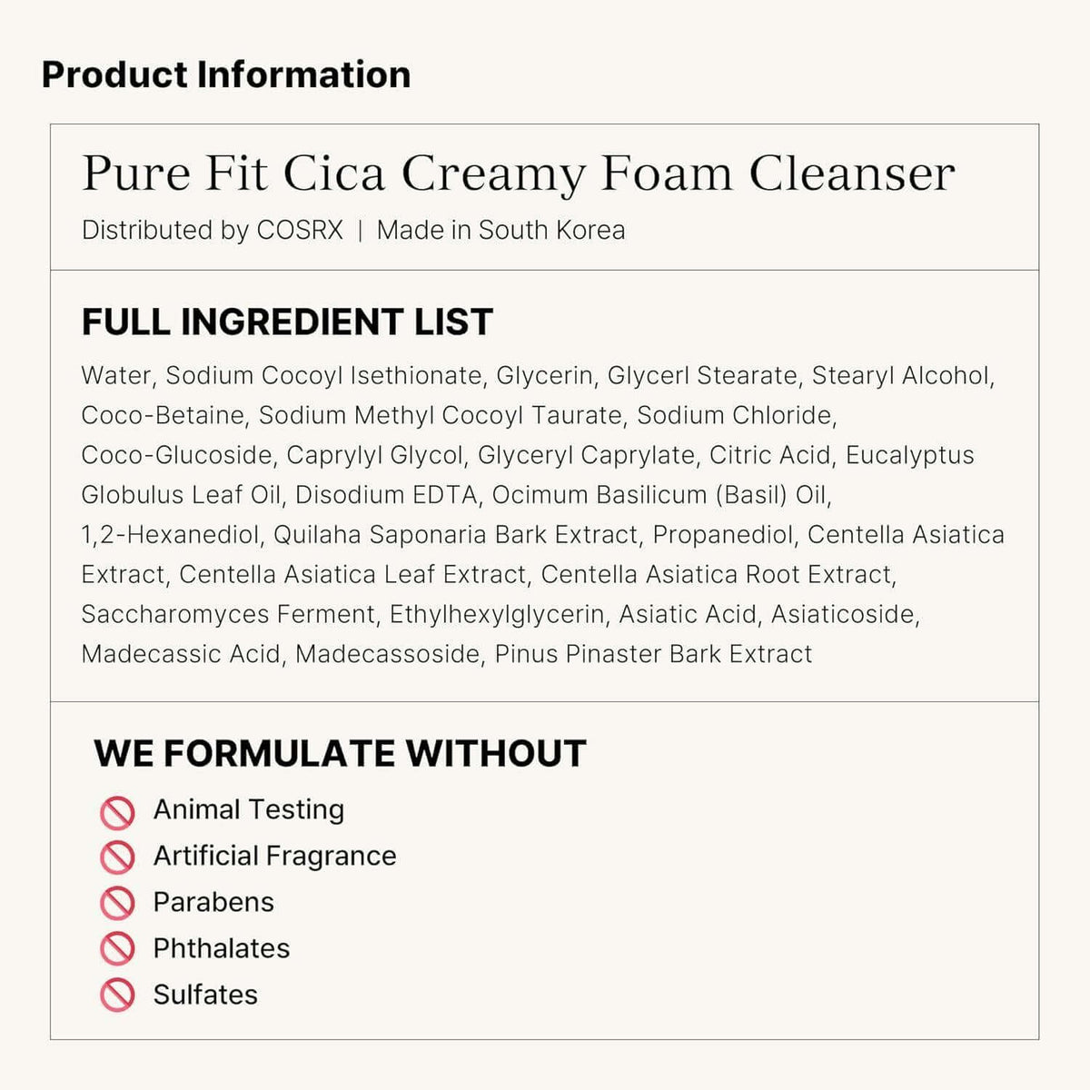 COSRX Pure Fit Cica Creamy Foam Cleanser 150ml