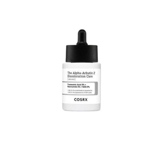 COSRX The Alpha-Arbutin 2 Discoloration Care Serum 50ml facial serum bottle on a white background