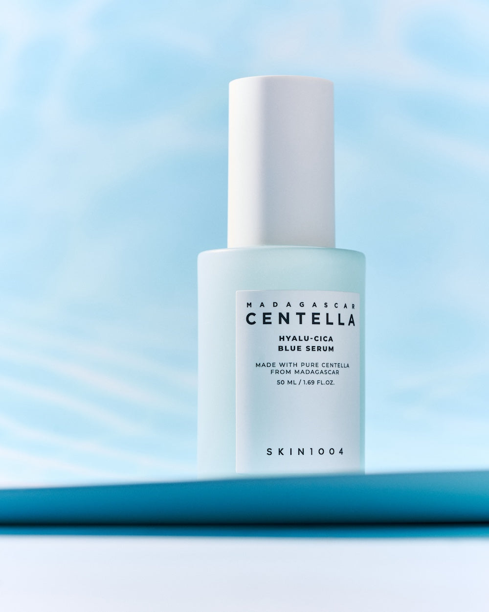 SKIN1004 Madagascar Centella Hyalu-Cica Blue Serum 50ml facial serum bottle on a white background