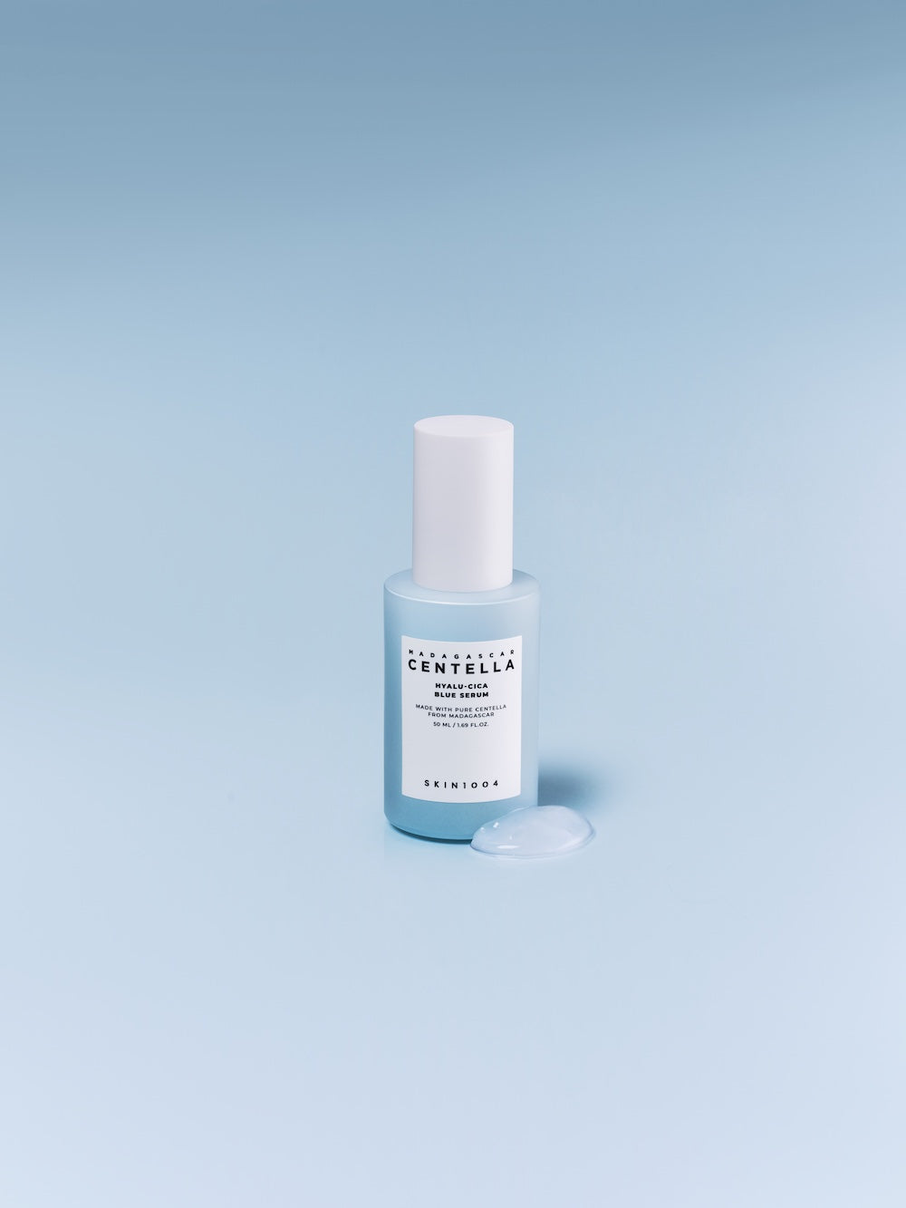 SKIN1004 Madagascar Centella Hyalu-Cica Blue Serum 50ml facial serum bottle on a white background