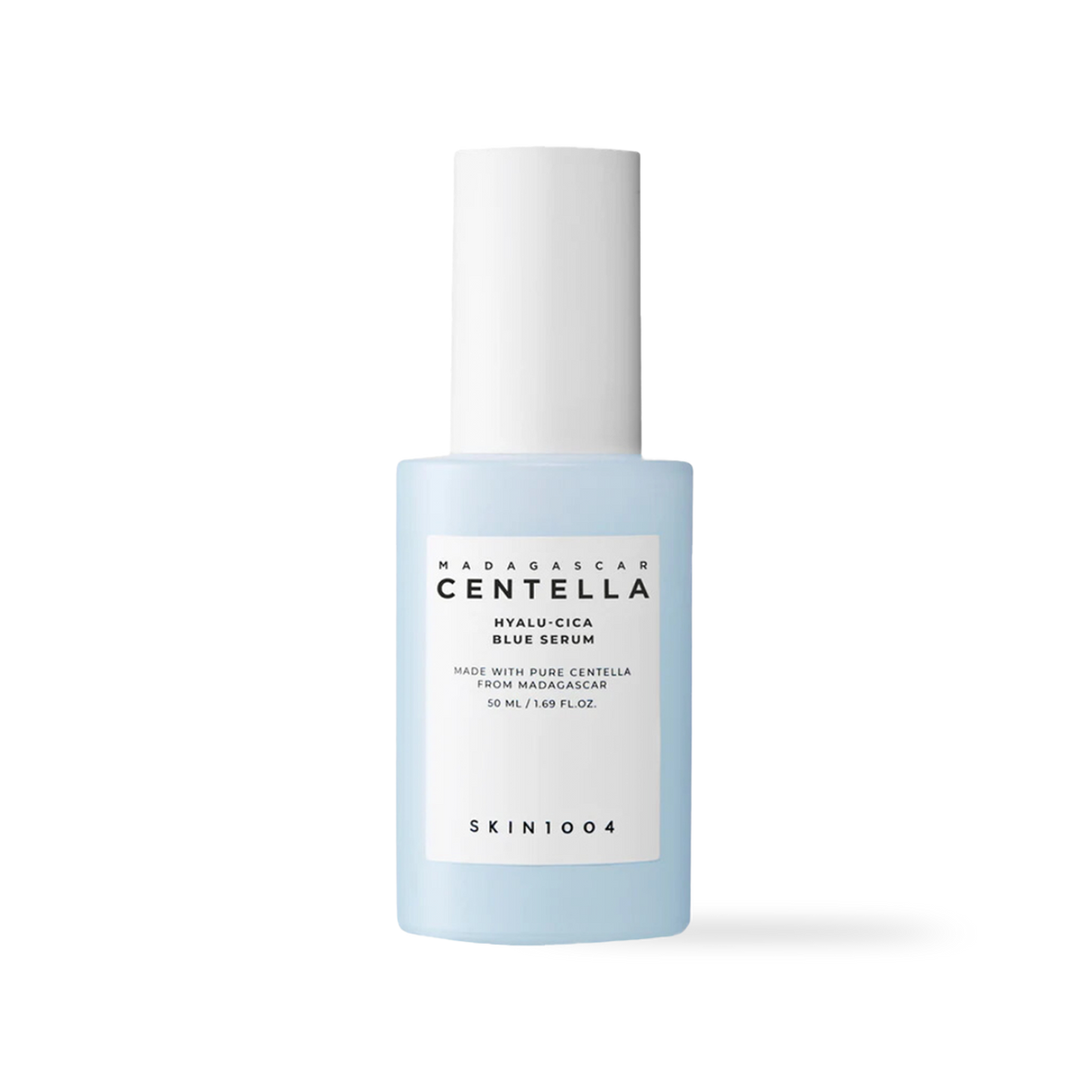 SKIN1004 Madagascar Centella Hyalu-Cica Blue Serum 50ml facial serum bottle on a white background