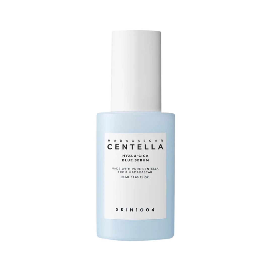 SKIN1004 Madagascar Centella Hyalu-Cica Blue Serum 50ml facial serum bottle on a white background