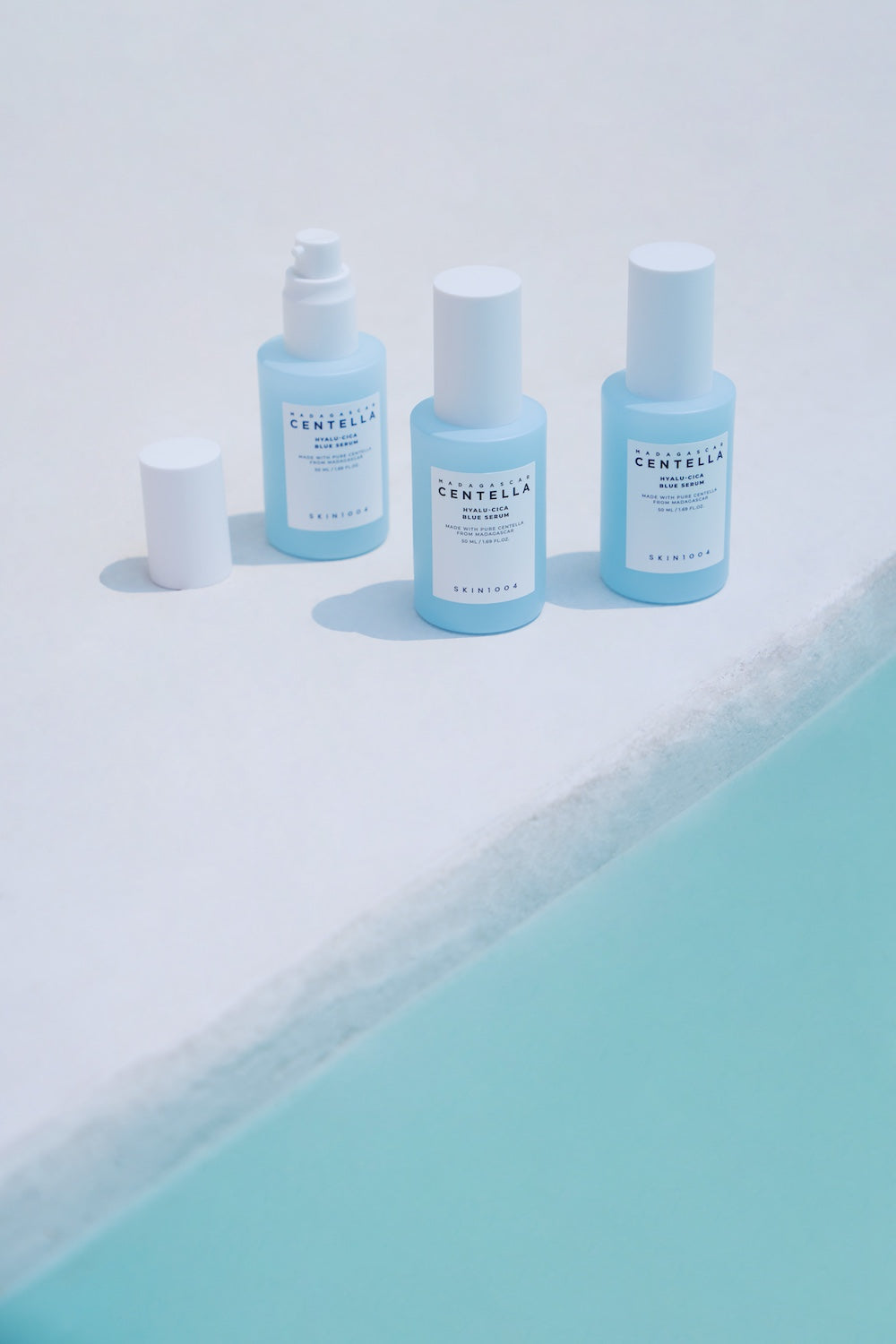 SKIN1004 Madagascar Centella Hyalu-Cica Blue Serum 50ml facial serum bottle on a white background